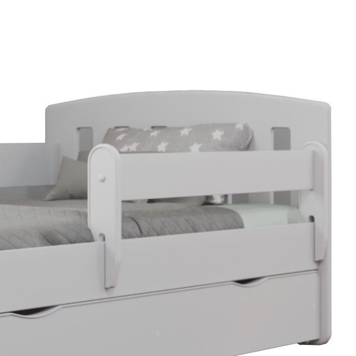 Kinderbett Robin inkl. Rollrost + Matratze + Bettschublade in weiß