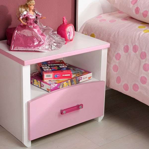 Kinderbett Biotiful Parisot inkl. Nachtkommode weiß - rosa