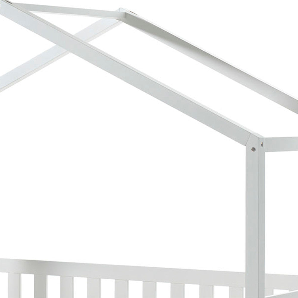 Hausbett Kendall Vipack mit Dach inklusive Rollrost + Bettumrandung Kiefer massiv in 90*200 cm