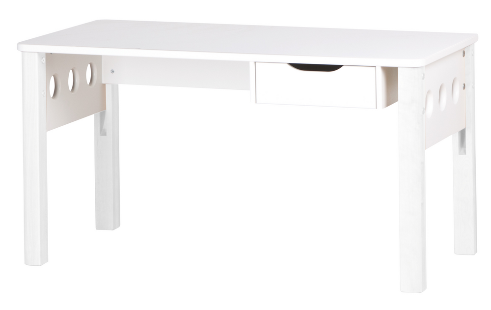 FLEXA Study White Schreibtisch mit Schublade höhenverstellbar Birke massiv