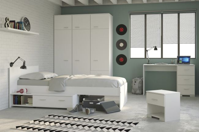 Jugendzimmer Galaxy 152 Parisot 4-tlg inkl. Bett + Kleiderschrank + Nachtkommode + Schreibtisch weiß